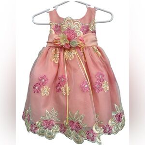 Beautiful Floral Embroidered Pink Party Dress Ceci Kid.